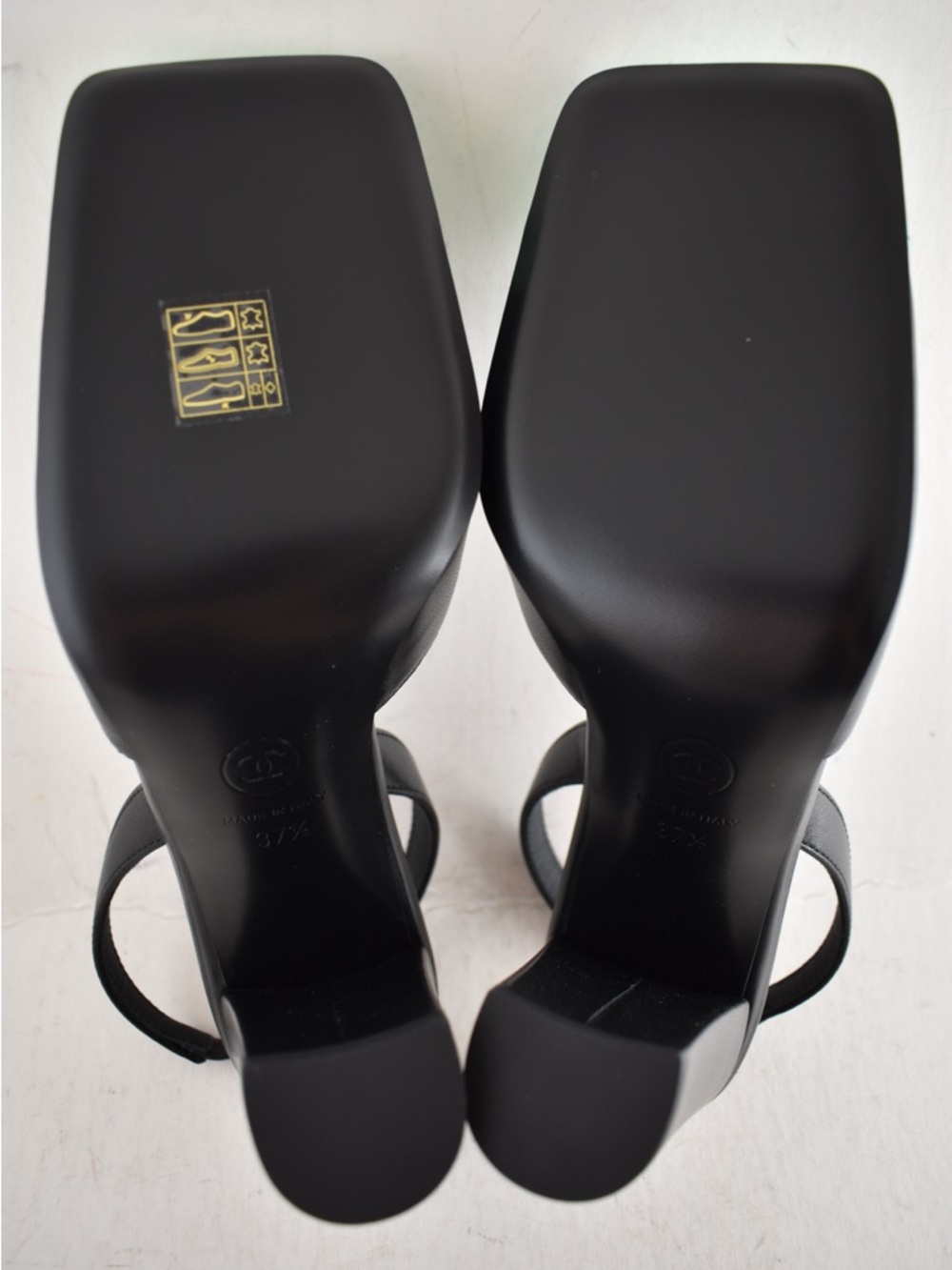 Chanel 26S Blazy Black Mint Green Square CC Sling Slingback Block Heel Pump 37.5 - Picture 16 of 16
